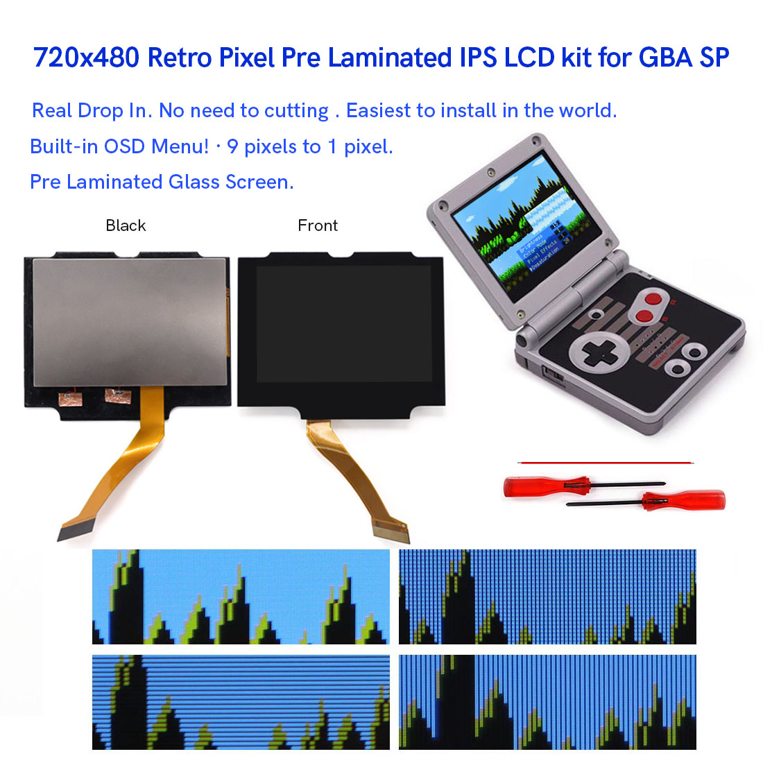 Lcd Screen Arcade - GBA SP V5 için HD 3.0