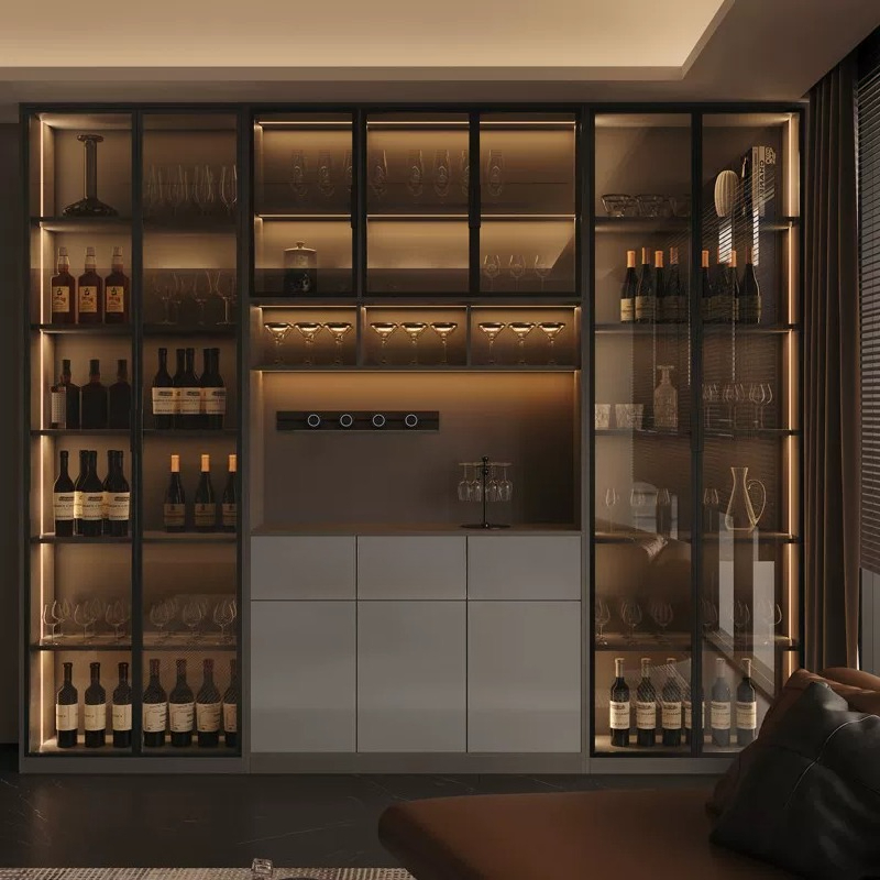 Glass Cabinet Display - Hafif lüks İtalyan yemek odası yan