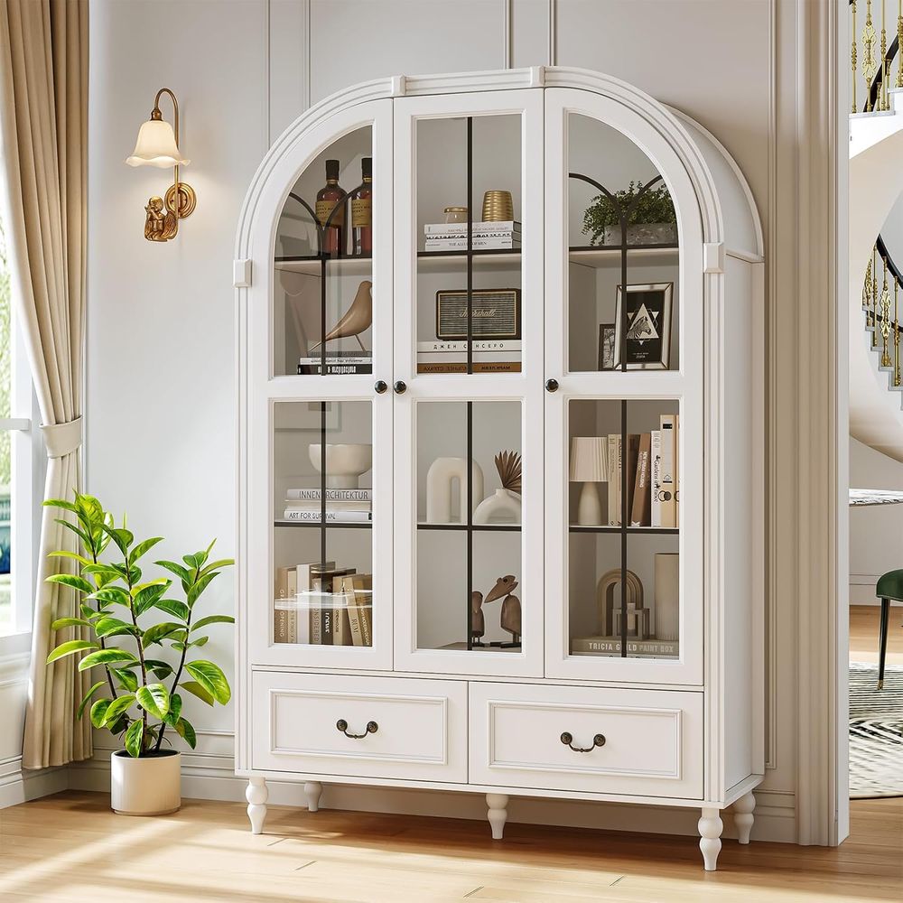 Glass Cabinet Display - 70.8 inç Yüksekliğinde Kavisli Mutfak Kiler