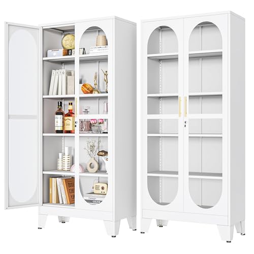 Glass Cabinet Display - 71 inç Yüksekliğinde, Cam Kapılı, Kilitlenebilir