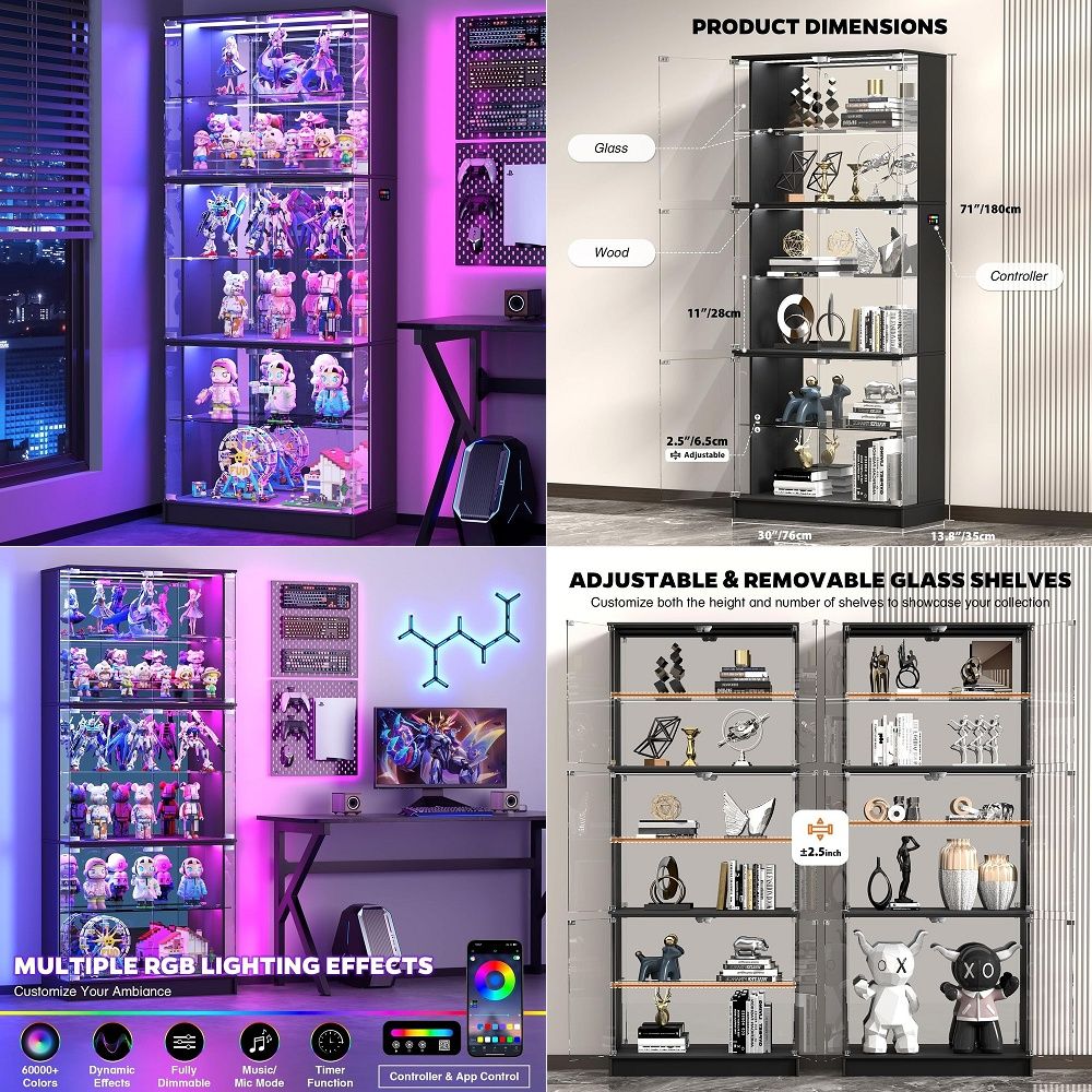 Glass Cabinet Display - Cam Kapılı Vitrin, 6 Katlı 71