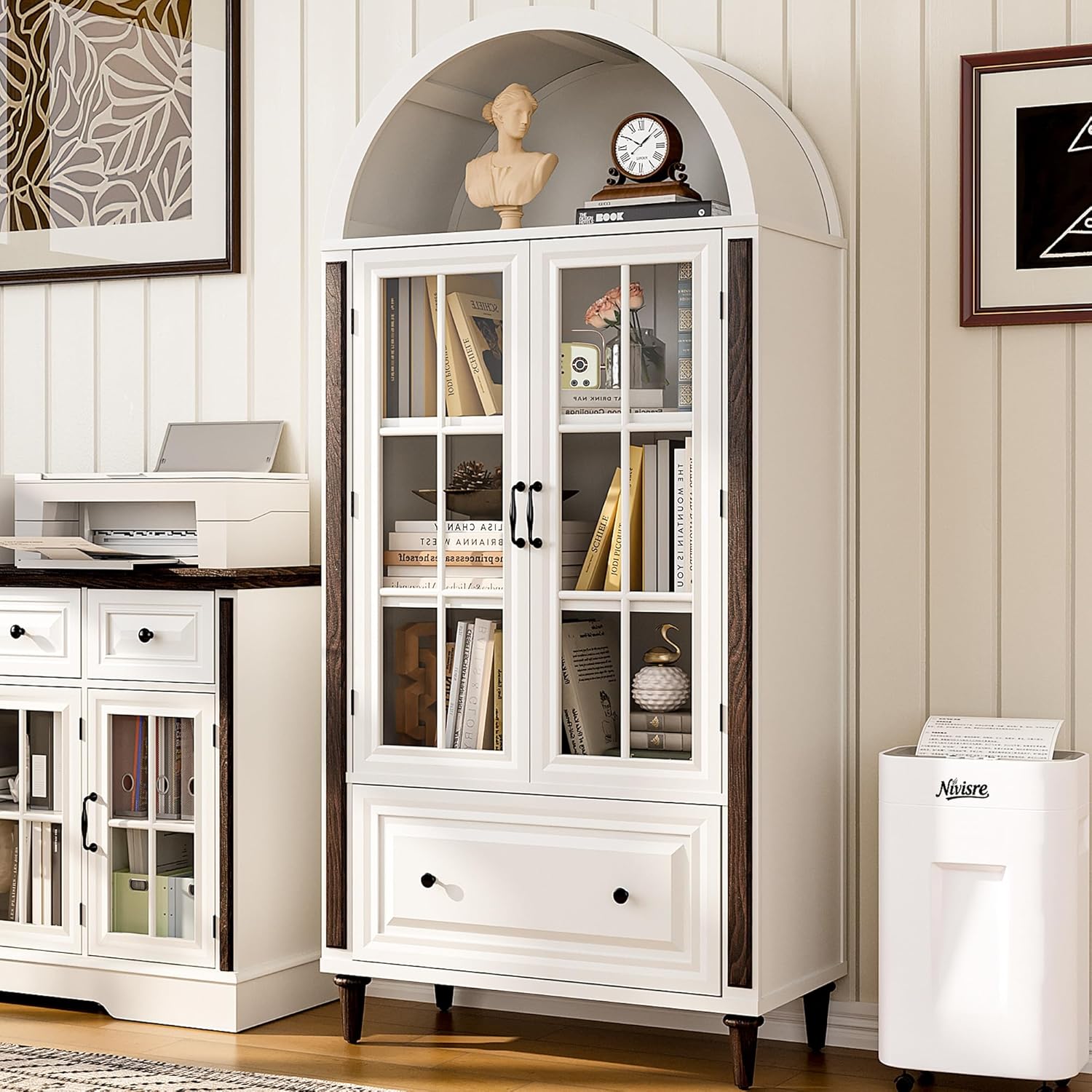 Glass Cabinet Display - 71” El Yapımı Kavisli Kitaplık, Ev