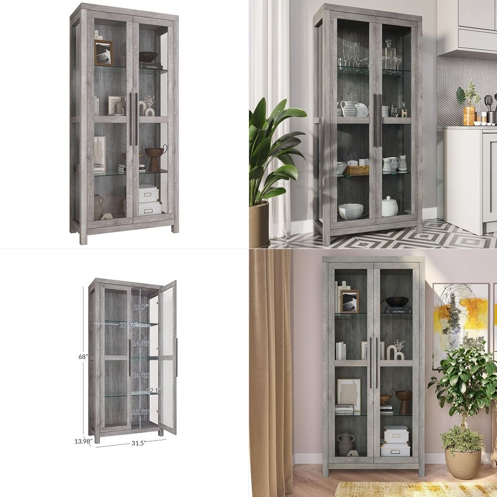 Glass Cabinet Display - Camlı Vitrin, Oturma Odası için Temperli