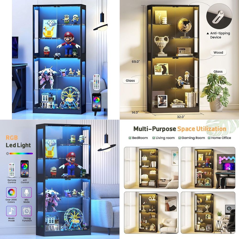 Glass Cabinet Display - Cam Kapılı Vitrin Dolabı 69 RGB