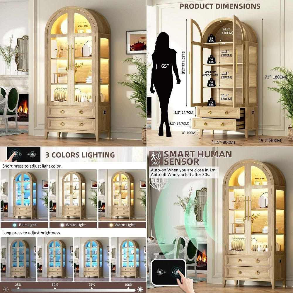 71 Kemerli Cam Kapılı Antika D - Glass Cabinet Display incelemesi ve fiyatı