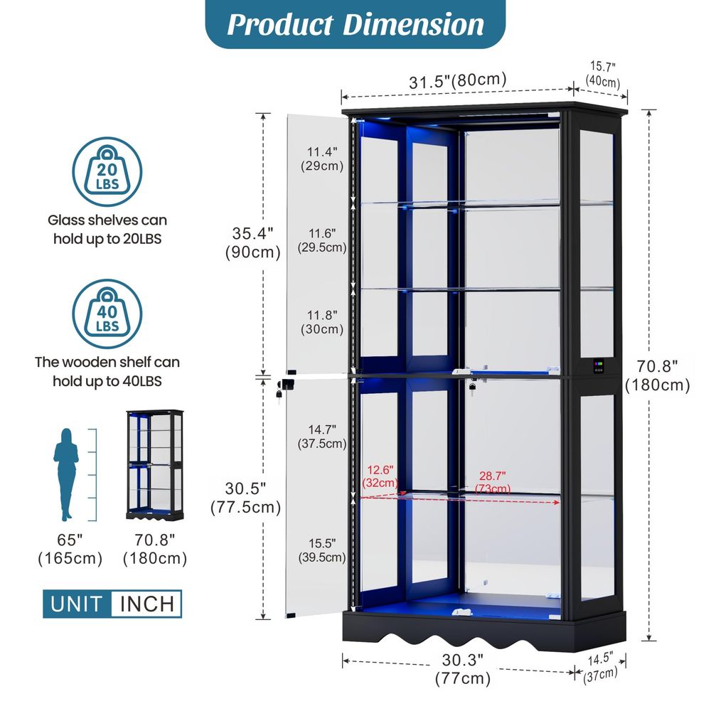 Cam Kapılı Vitrin, 6 Katlı 71  - Glass Cabinet Display incelemesi ve fiyatı