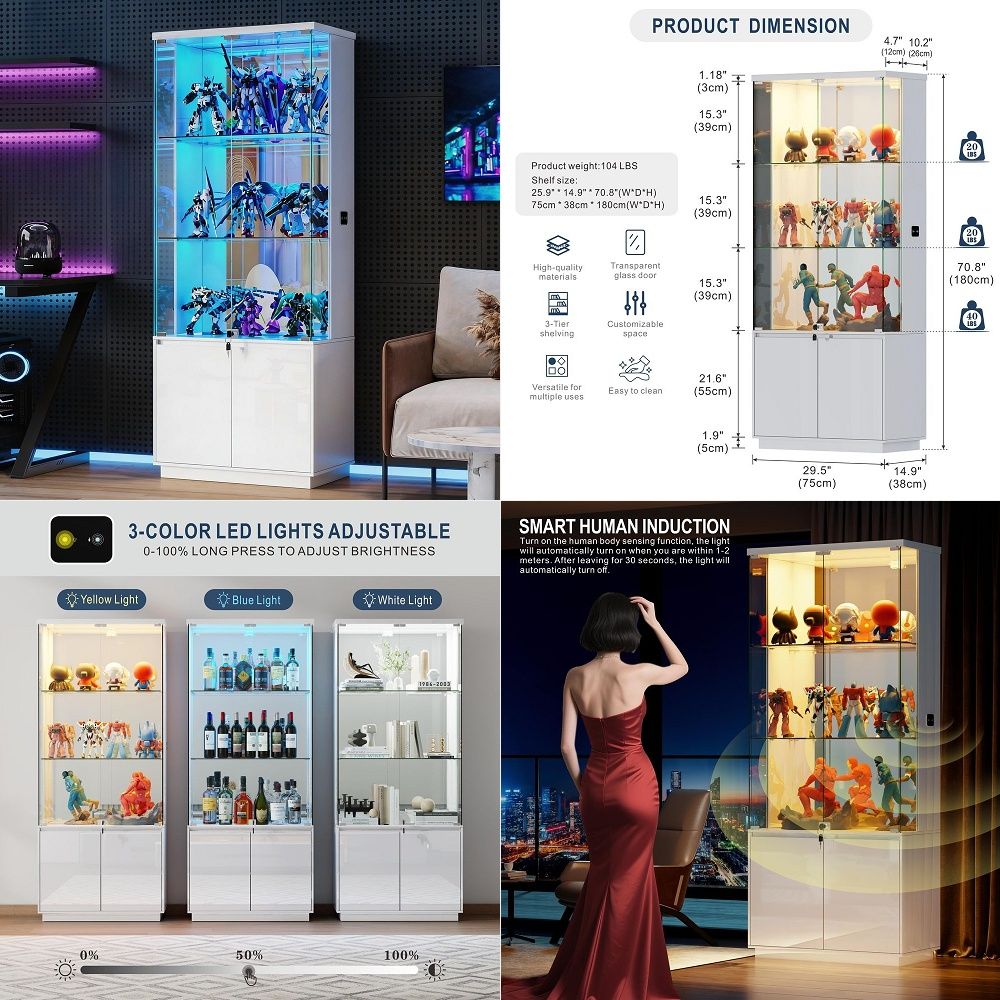 71 Cam Kapılı Vitrin, 3 Renkli - Glass Cabinet Display incelemesi ve fiyatı