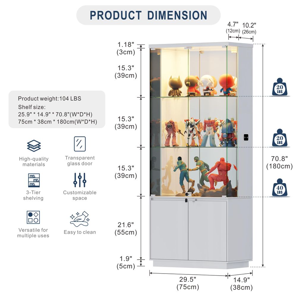 71 Cam Kapılı Vitrin, 3 Renkli - Glass Cabinet Display incelemesi ve fiyatı