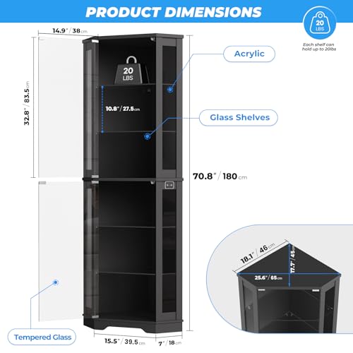 71 inç Yüksekliğinde LED Işıkl - Glass Cabinet Display incelemesi ve fiyatı