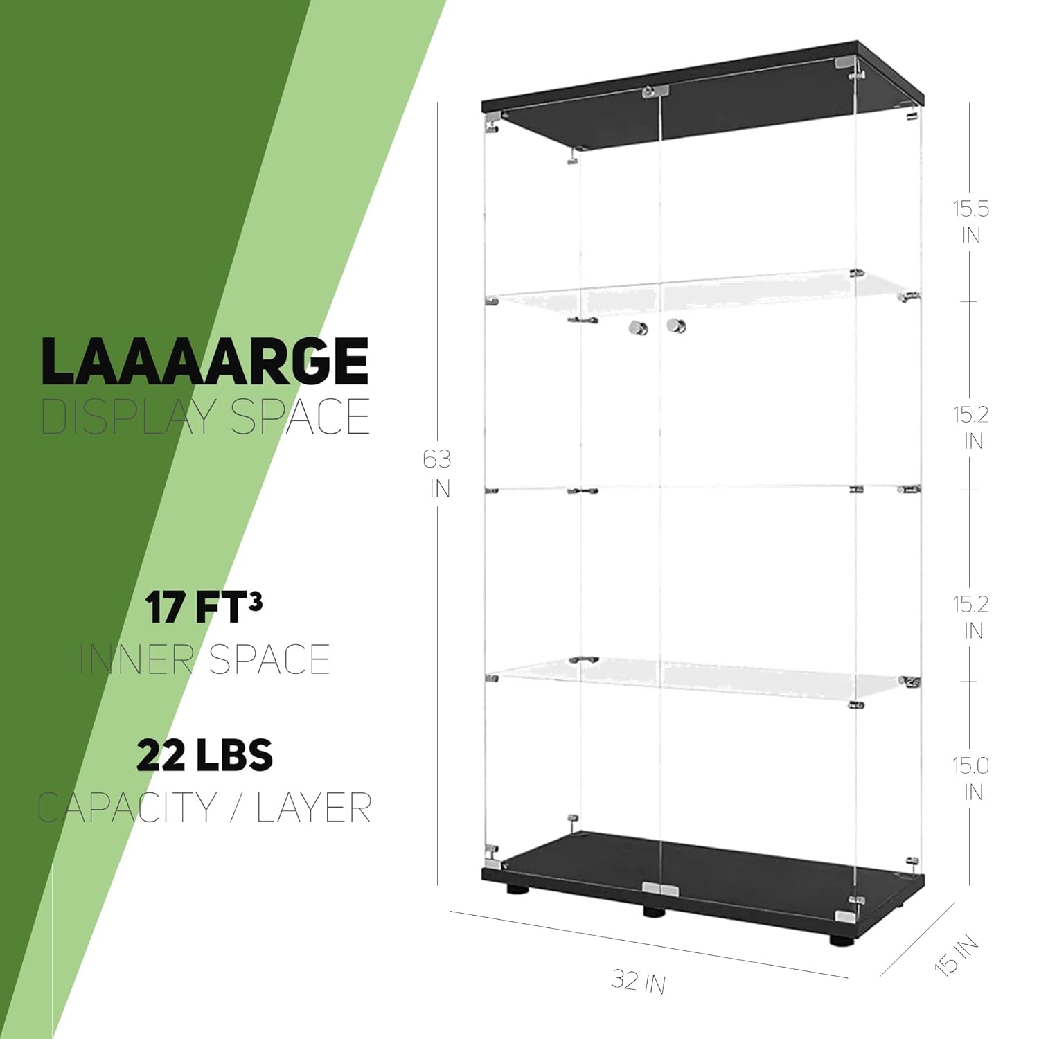 4 Raflı, 2 Kapılı Cam Vitrin,  - Glass Cabinet Display incelemesi ve fiyatı
