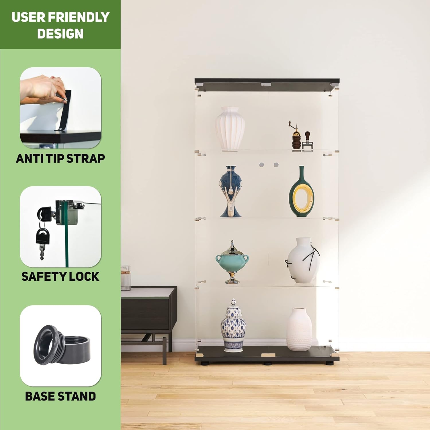 4 Raflı, 2 Kapılı Cam Vitrin,  - Glass Cabinet Display incelemesi ve fiyatı