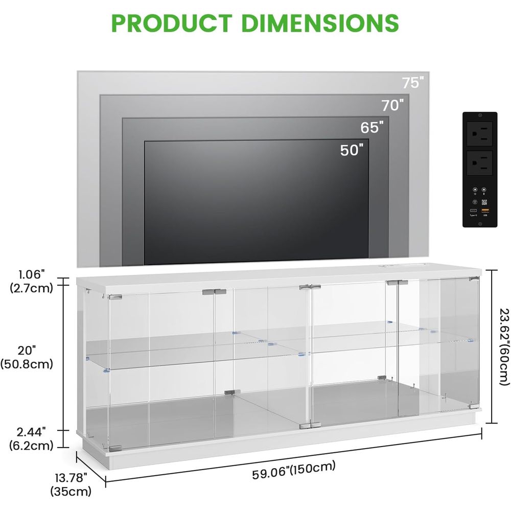 71 inç Cam TV Sehpası Şarj İst - Glass Cabinet Display incelemesi ve fiyatı